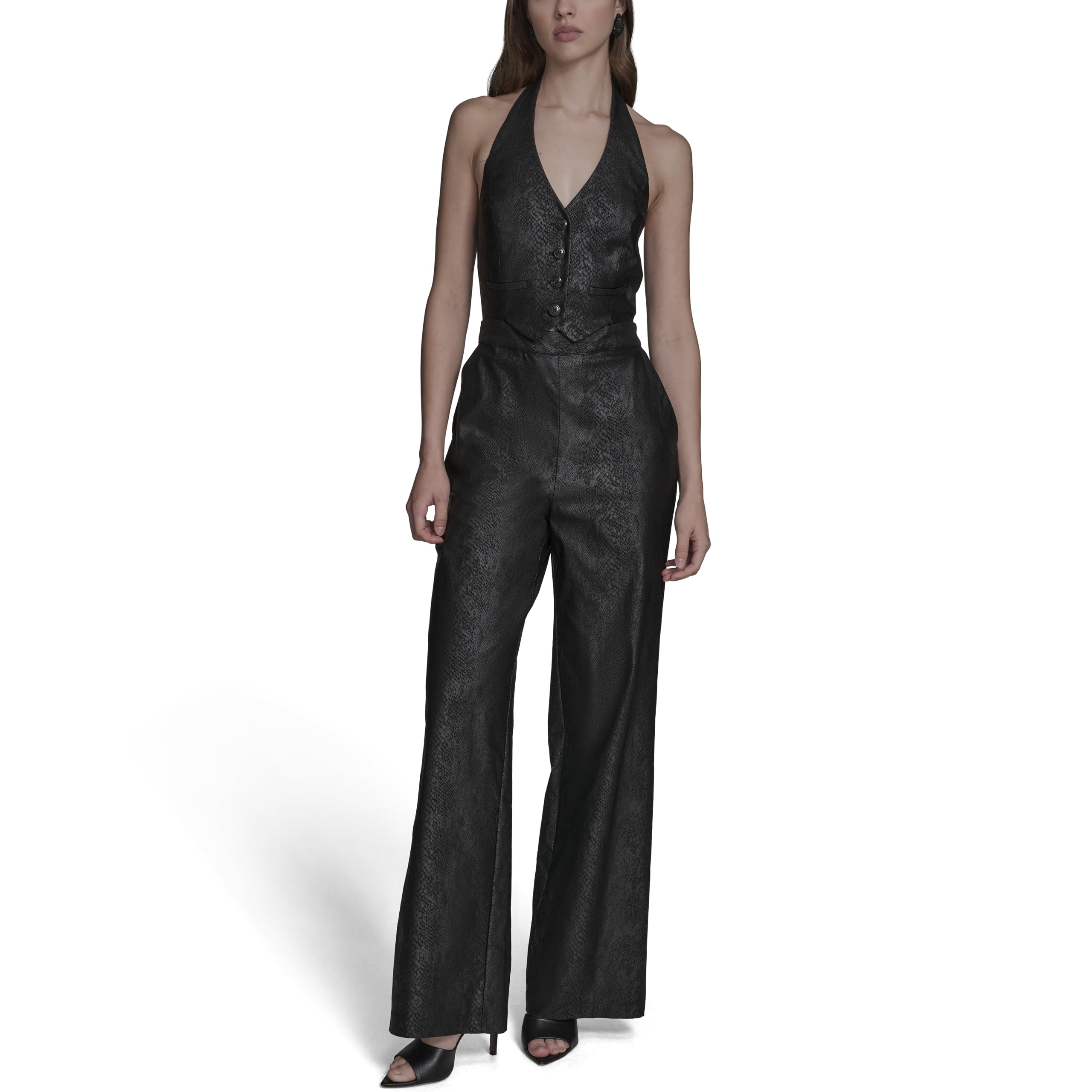 BCBGeneration Women's Sleeveless Halter Neck Vested Wide Leg Jumpsuit-image-21