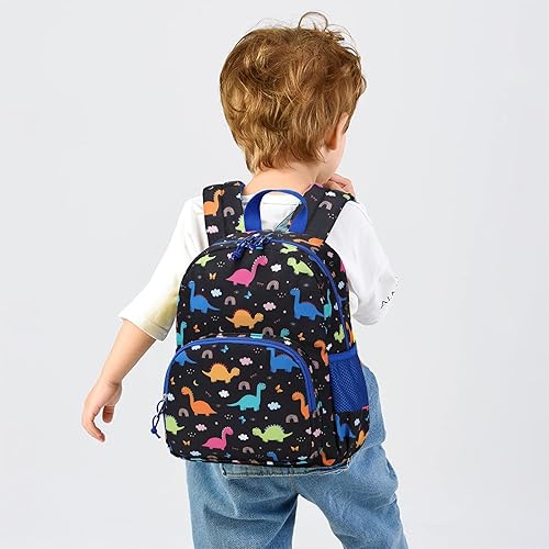 Miniatura 7 de Mochila para niñas pequeñas, mochila de dinosaurio de 12.6 pulgadas para bebés y niñas, Camión negro mini, Mochilas Daypack