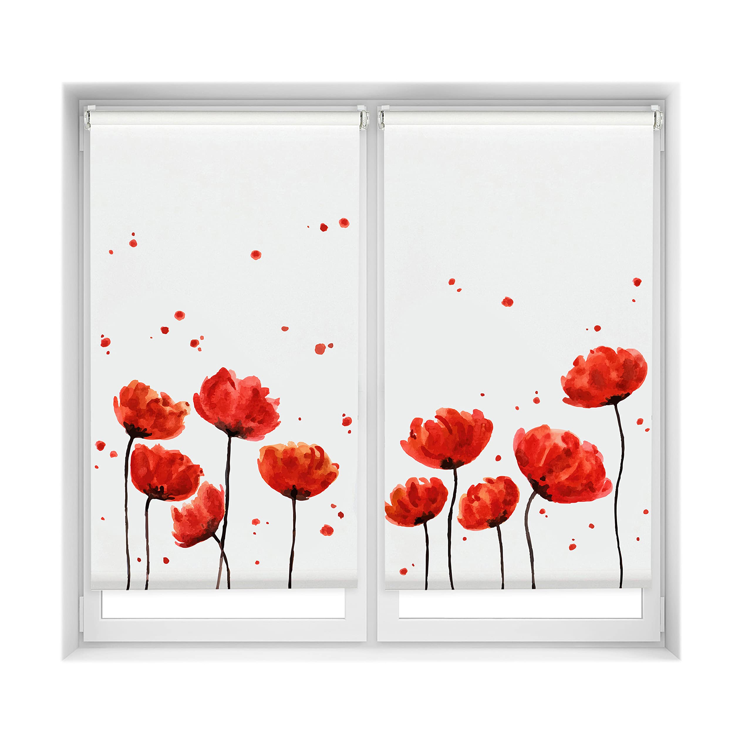 Stores enrouleurs translucides Blindecor Duo Relax motif coquelicot 85x150 cm