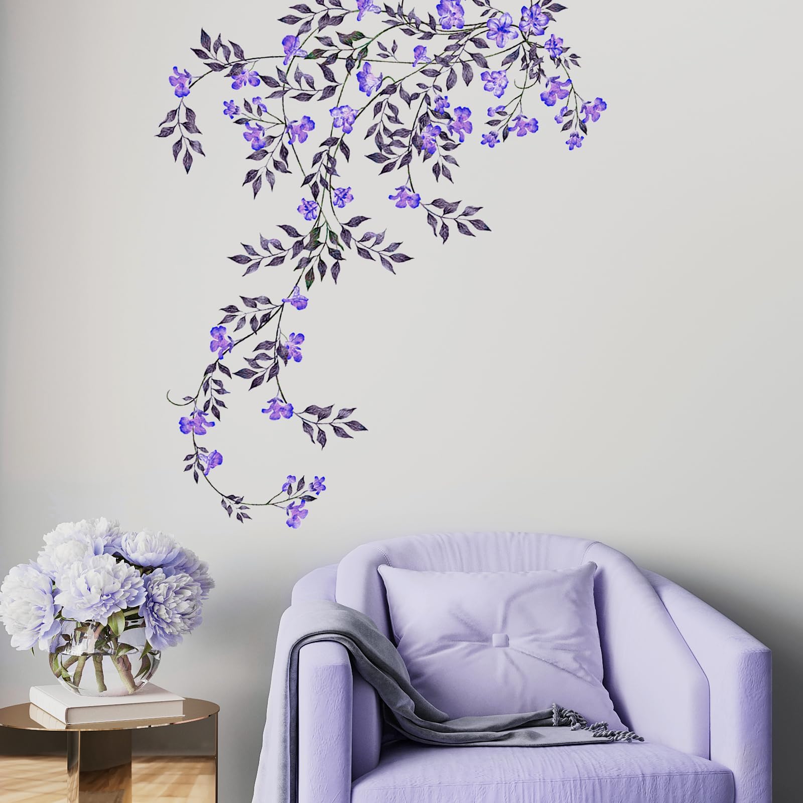 Runtoo Lavender Flower Wall Corner Decals Butterfly Grass Baseboard Skirting Line Wall Stickers Living Room Kids Bedroom Wall Art Decor