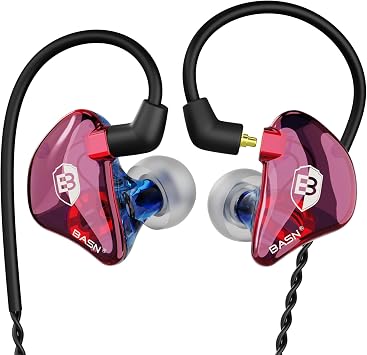 BASN Bsinger Dual Dynamic Drivers In Ear Monitors Earphones Blue&Purple | Noise Isolation,Dual Dynamic Drivers High Definition IEMs Earphones with MMCX Detachable Cable for Musicians Drummers Singers