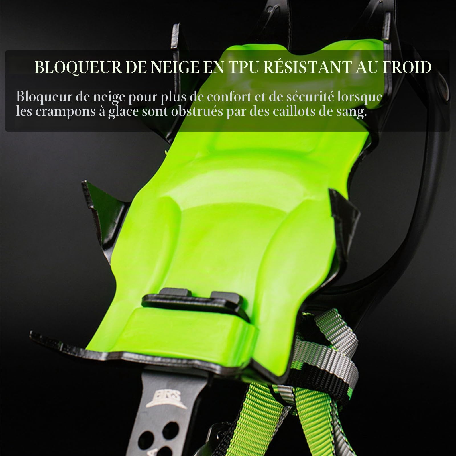 BRS-S1 Paire de crampons d'extérieur 14 dents pour ski, glace et glacier, dispositif de traction antidérapant pour la marche, la randonnée, l'alpinisme, le trekking