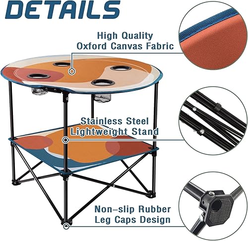 Miniatura 4 de LESES Mesa de playa para portón trasero mesa de picnic portátil con 4 portavasos y bolsas de transporte mesas de camping plegables que se pliegan y