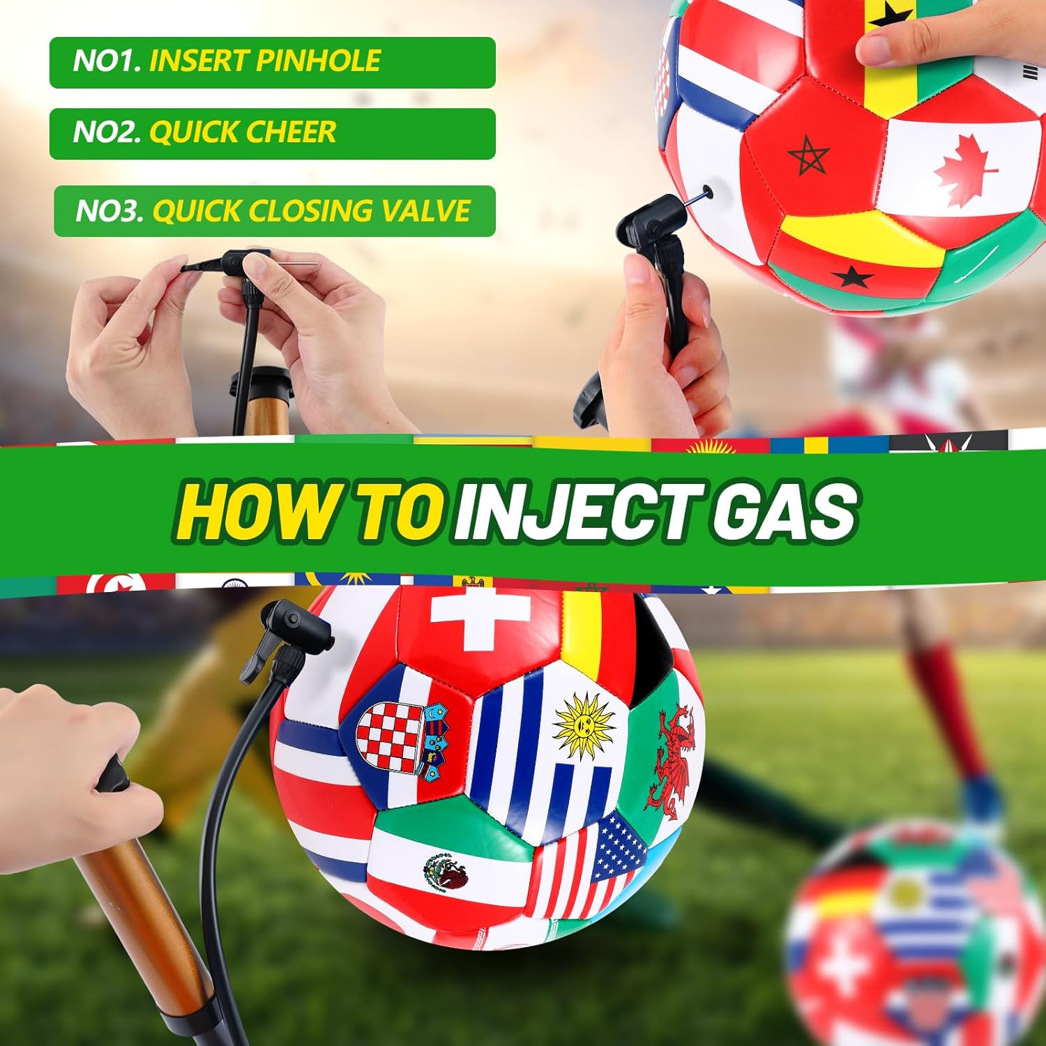 Realspring International World Flag Soccer Ball Size 5 Country Flag Party Favor Operation Christmas Soccer Balls with Pump and World Storage Bag for Sports Holiday Birthday Party Gifts - Image 3