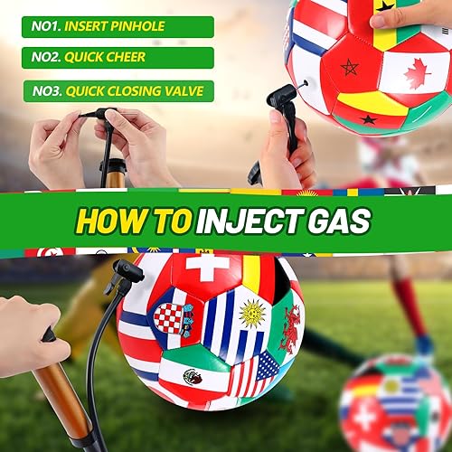 Miniatura 3 de Realspring Balón de fútbol con bandera internacional del mundo, tamaño 5, bandera de país, operación de fiesta, bolas de fútbol de Navidad con bomba