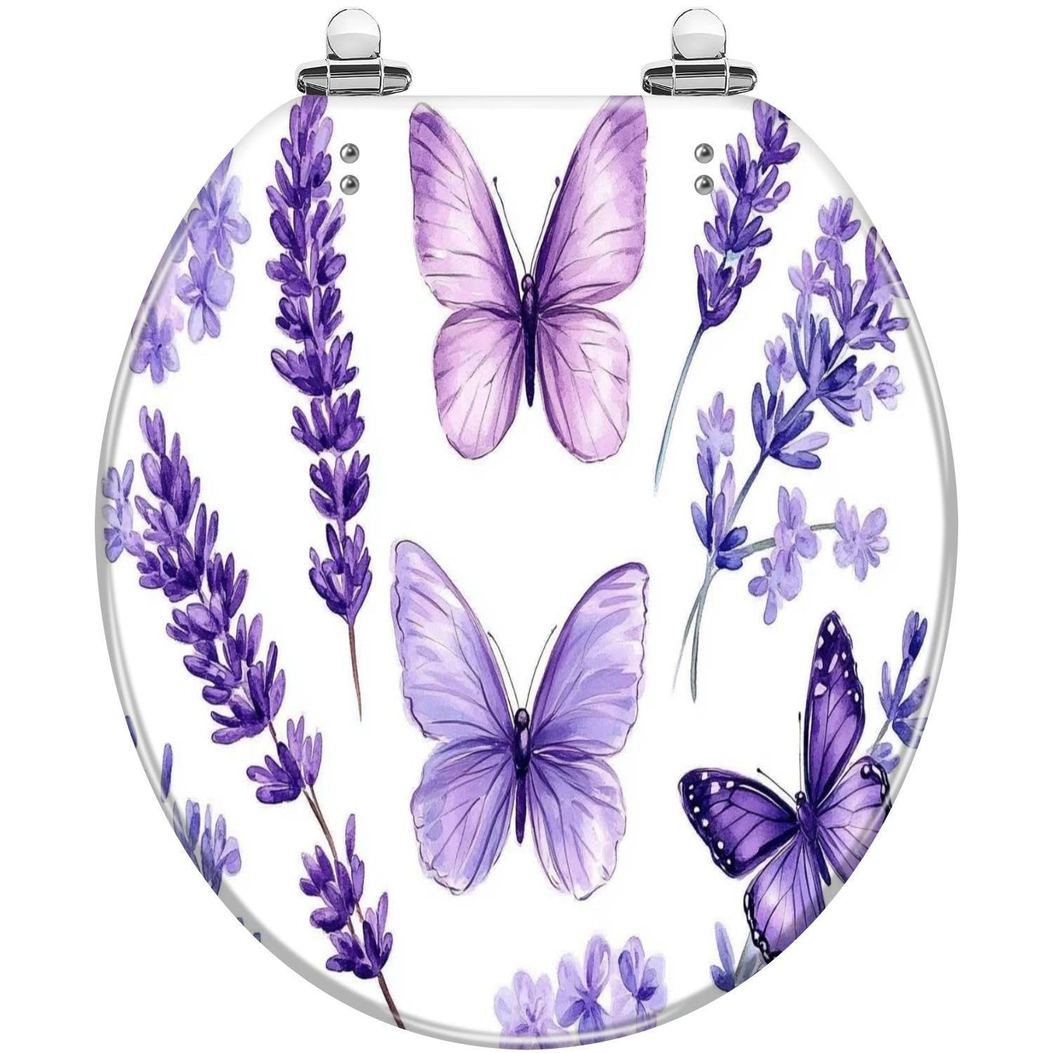 Tazyyzuu Multi4 Round Purple Floral Toilet Seat Resin Slow Close Quick-Release Hinges Easy Clean(Multi4)
