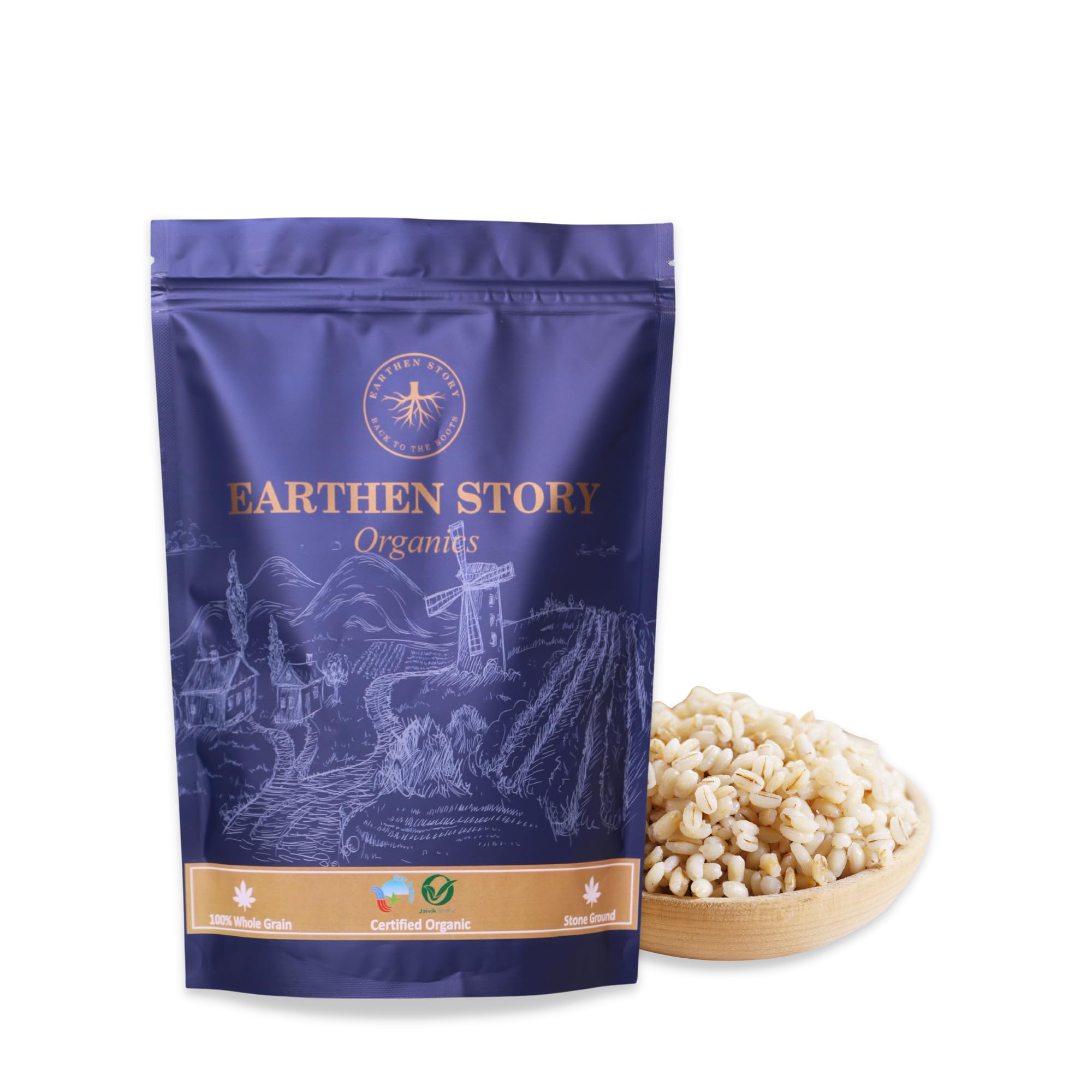 Earthen Story Certified Organic Pearl Barley Flour 1.8kg (900g*2) | Gluten Free Atta, Protein Rich Millet Flour | Helps Weight Loss, Liver Health & Detox | 100% Whole Grain Stone Ground Jau Atta (B08ZDK3Y9W) Amazon Price History, Amazon Price Tracker