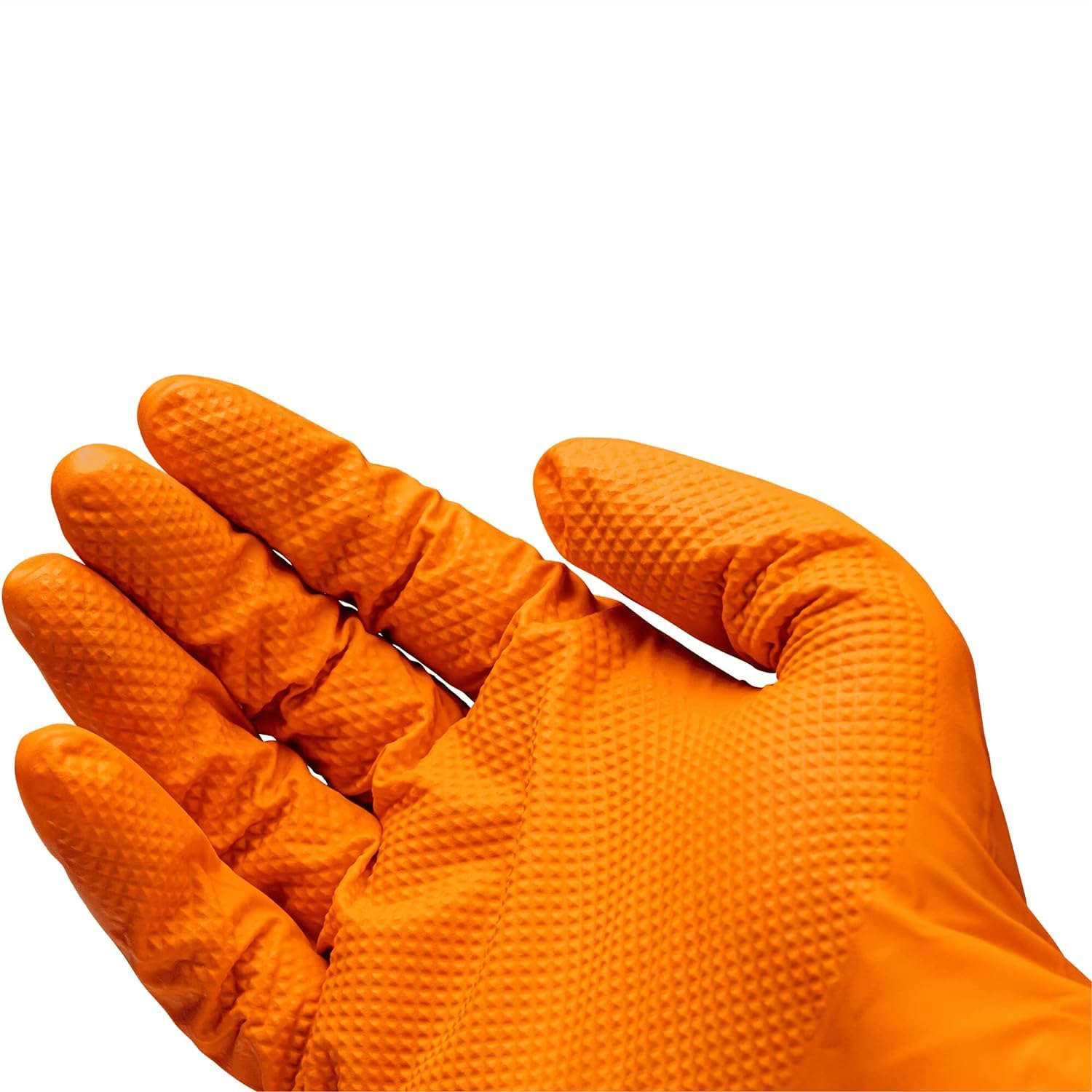 ViGOR Gants nitrile V6436-XL Paquet de 90 I Excellente adhérence, antidérapant même en présence d'huile, de graisse, de produits chimiques et de saleté I Gants pour écran tactile I Orange, taille 10