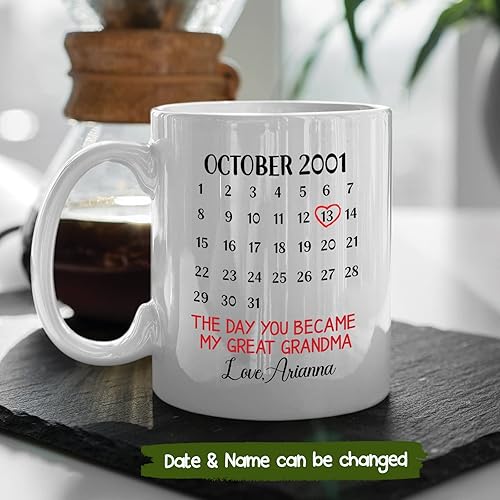 Miniatura 2 de Taza con texto en inglés "The Day You Became My Great GrandGrandma (El día que se convirtió en mi gran abuela"), regalo personalizado para abuela