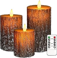 Vista 14 de Velas sin llama, juego de 3 velas LED parpadeantes de hoja de arce con control remoto y temporizador, velas LED regulables que funcionan