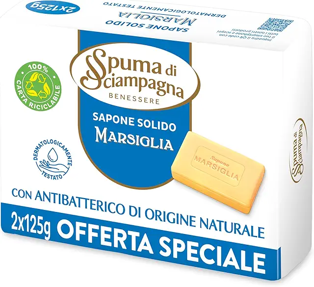 Sapone Marsiglia Naturale Spuma di Sciampagna - 2 Pezzi da 125 Gr