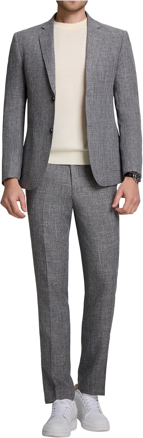 Men's Suit Slim Fit 2 Piece Suits for Wedding Prom Casual Suit Jacket Pants Lightweight Tuxedo Suits