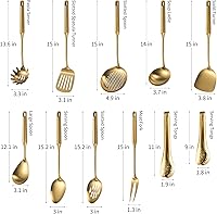 Vista 6 de 304 Stainlss Steel Matte Kitchen Utensils Set, 11 Pcs Long Metal Cooking Utensil Gadgets Tools Set with Spatula, Spoon, Ladle, Skimmer, Tunner