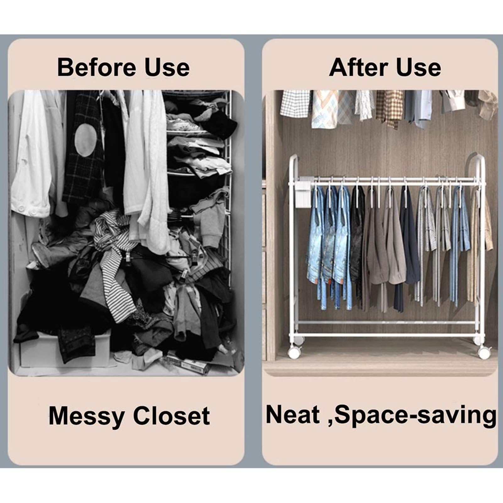 Perchero extraíble para Pantalones, Perchero móvil Resistente con Ruedas para Pantalones, Perchero Multifuncional de Metal para Bufandas, Toallas y Ropa, Que se extiende Desde el Suelo hasta