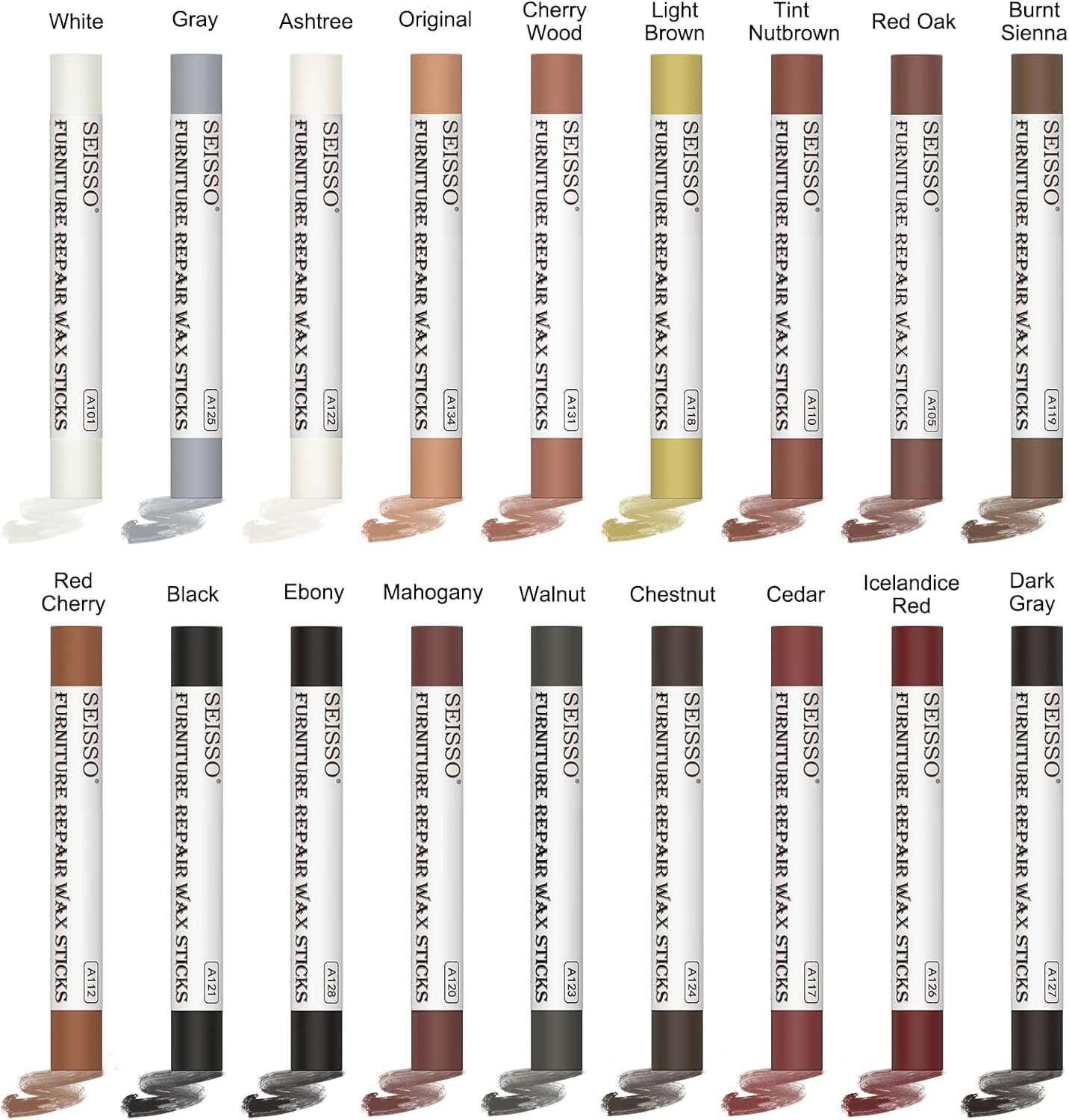 Wood Filler Sticks, 18 Colors Wood Wax Crayons, SEISSO Furniture Repair Scratch Wax Stick Pen kit for Touch Ups Scratches, Scuffs, Cracks, Nail Holes of Hardwood Floors, Cabinets, Tables, Doors
