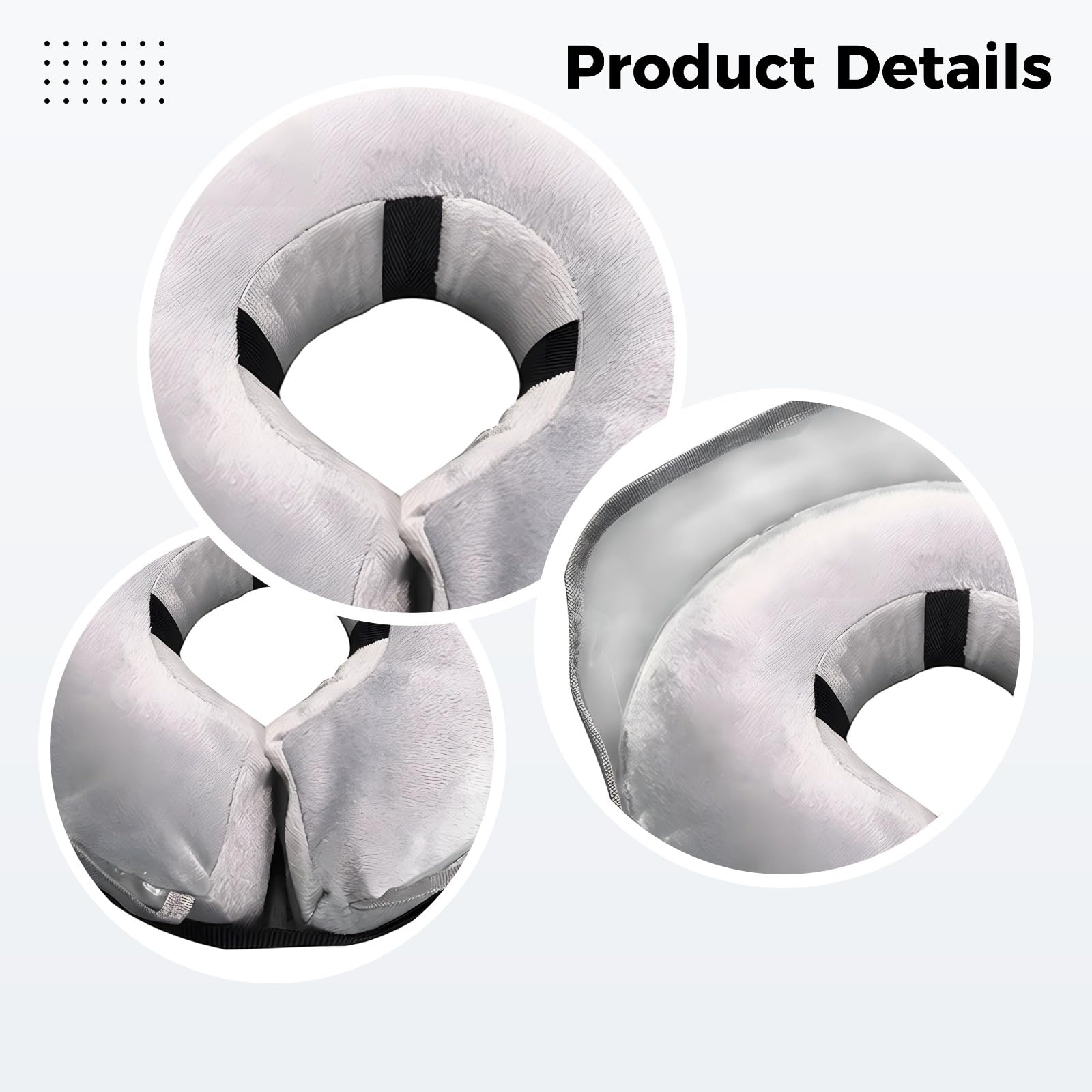 Aufblasbares Erholungshalsband für Haustiere, Größe L, 38 cm, Donut-Halskragen in Grau mit transparenter Schutzscheibe, weicher Stoff, Verstellbarer Leckschutz für Tiere