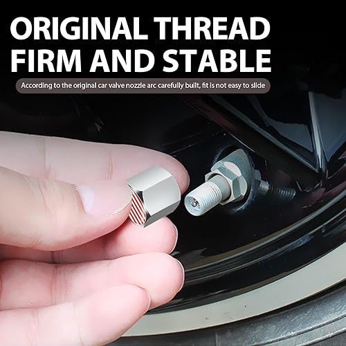 Miniatura 5 de 4 tapones para neumáticos de coche con bandera estadounidense roja, tapa de válvula modificada antirrobo, universal para la mayoría de los