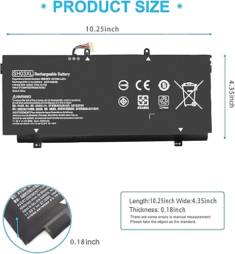 Miniatura 2 de SH03XL - Batería de repuesto para HP Spectre X360 13-AC0XX 13-AC023DX 13-AC033DX 13-AC013DX 13-AC63DX 13-AC006TU 13-W0XX 13-W013DX 13-W023DX 13DX