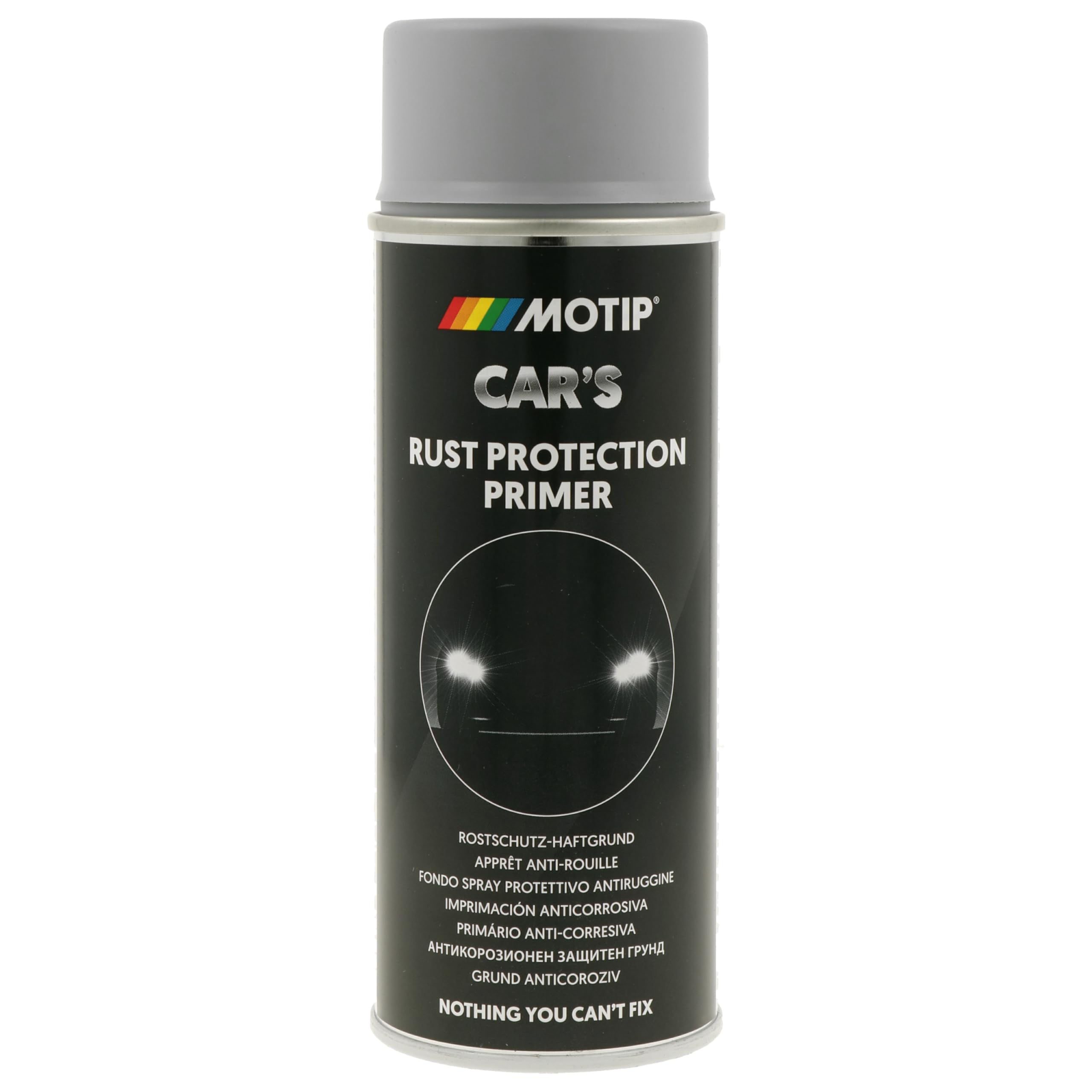 MOTIP CAR'S Rostschutz Haftgrund Grau 400 ml - Grundierungsspray in Nitro-Kombi-Qualität für Metall, Karosserie & Felgen, Schnelltrocknend
