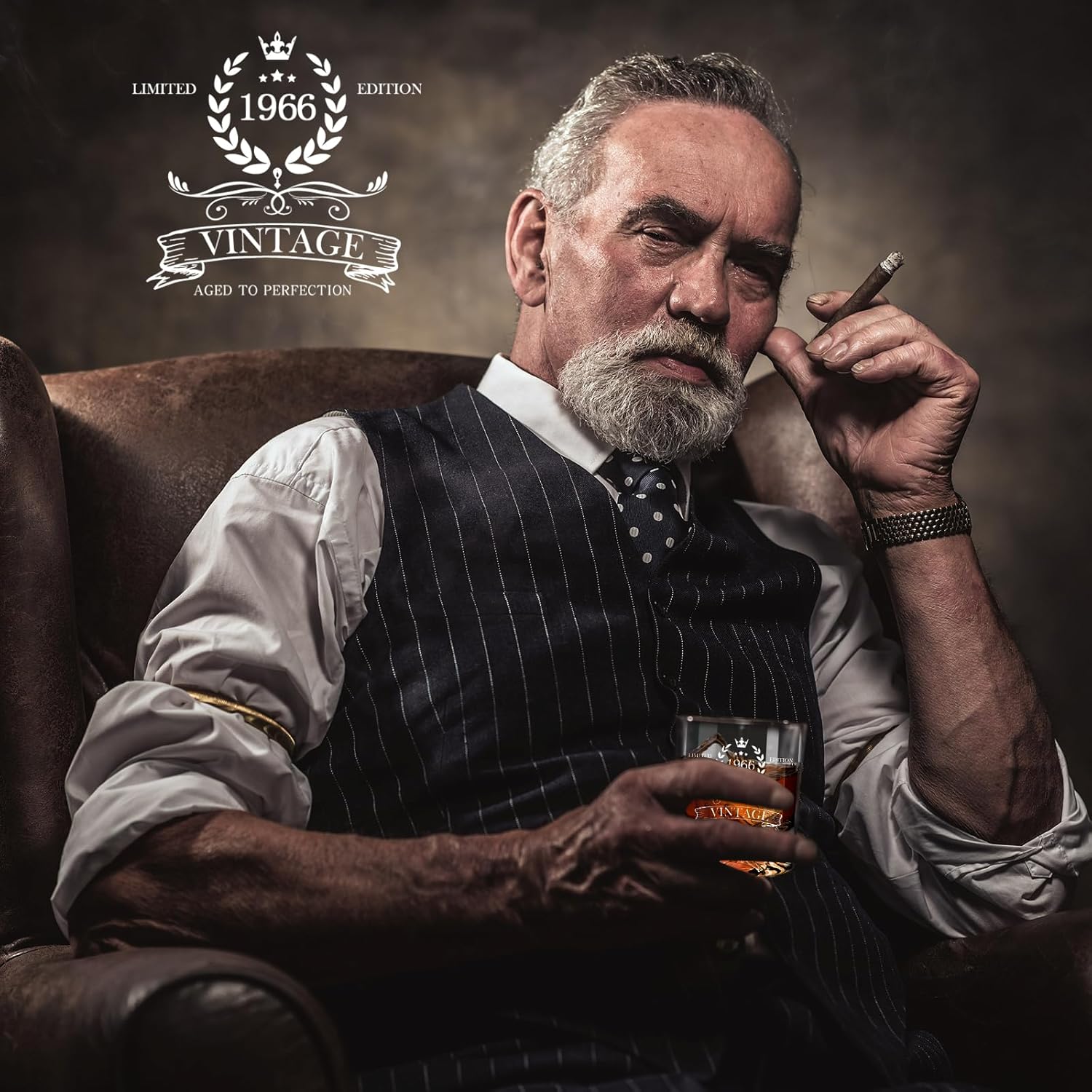 60th Birthday Gifts for Men, 12Oz Vintage 1966 Whiskey Glass with Unique Base, 60th Birthday Decorations for Men, 60 Year Old Cool Bday Gift Ideas for Him, Dad, Husband, Friends - Image 5