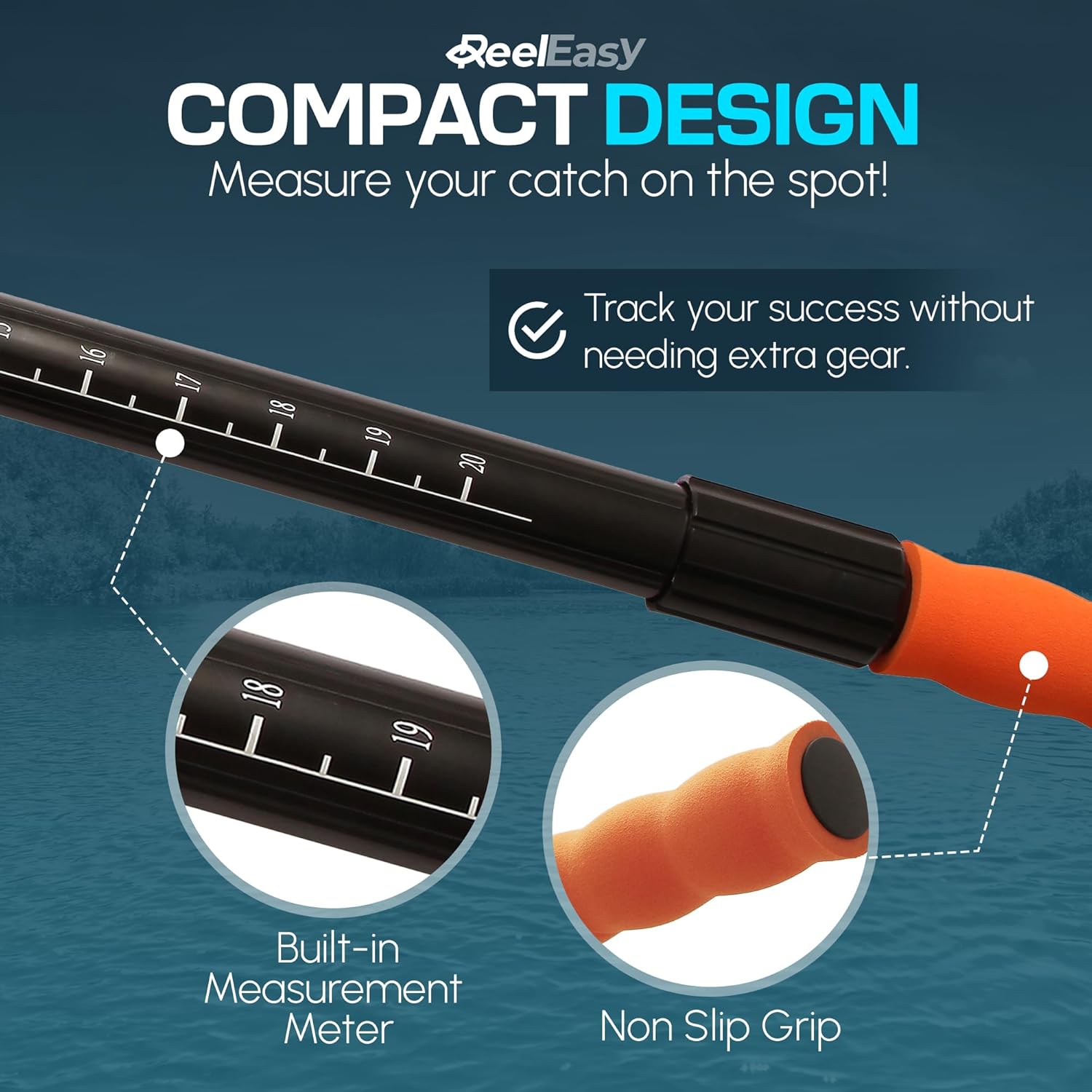 Large Fishing Net with Extendable Telescopic Handle – Foldable, Lightweight Landing Net with Built-in Size Measurement – for Freshwater, Saltwater, and Beach Fishing