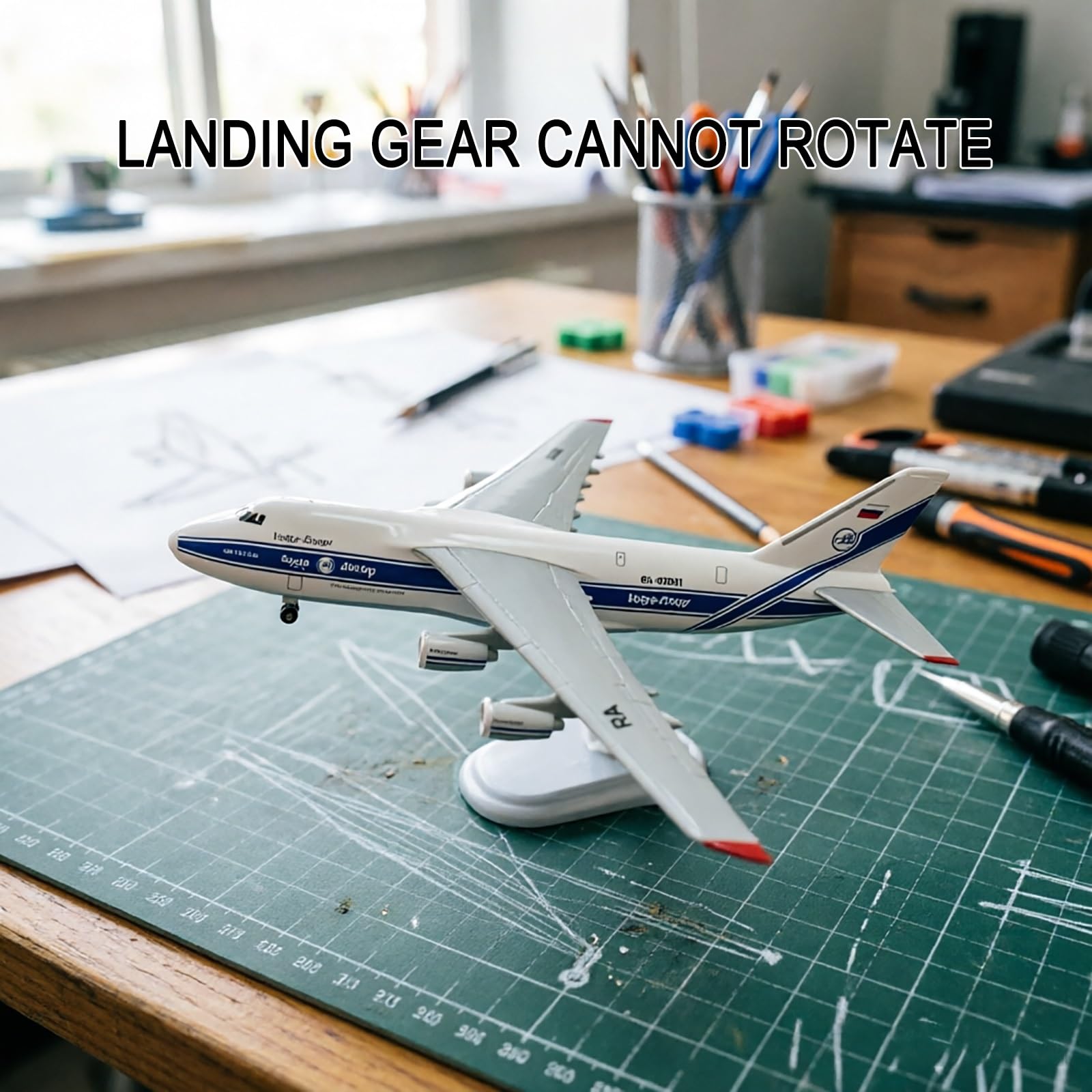 Modello aereo trasporto russo An-124 in scala 1:400 Aereo statico lega pressofusa ad alta precisione con espositore, perfetto for gli appassionati di aviazione Collezionisti di modelli