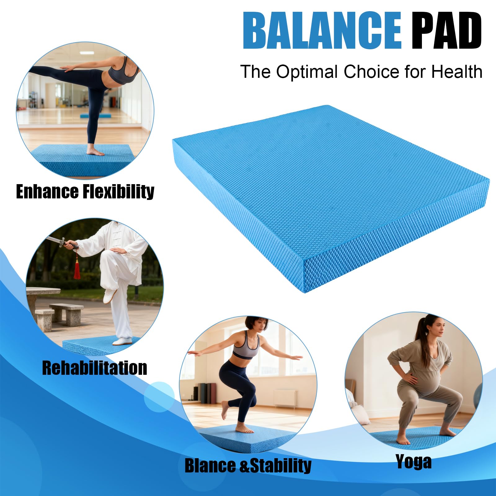 APACALI Lot de 2 coussins d'équilibre de physiothérapie pour la stabilité et la coordination, coussins d'équilibre antidérapants