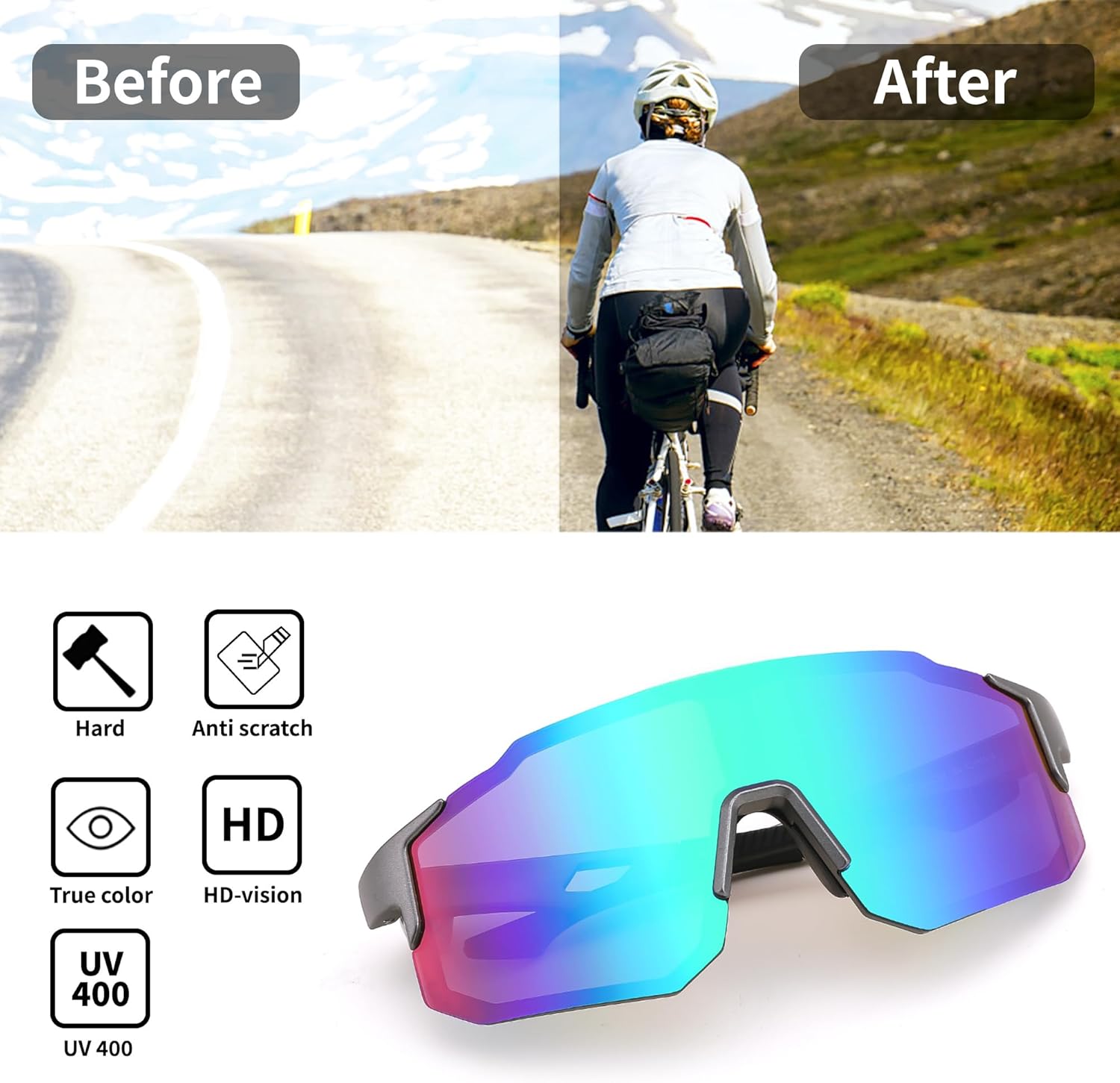 FEISEDY Sports Sunglasses for Men, Women and Teens - Baseball, Biking, Cycling UV400 Protection B2388 - Image 4