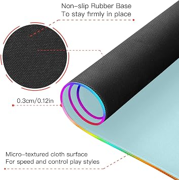 Aqua Extra Large RGB Gaming Mouse Pad with 15W Qi Fast Wireless Charging, 14 Lighting Modes, Extended Soft LED Mouse Pad, Anti-Slip Rubber Base, Mouse and Keyboard Pad 35.4 x 15.7 Inch