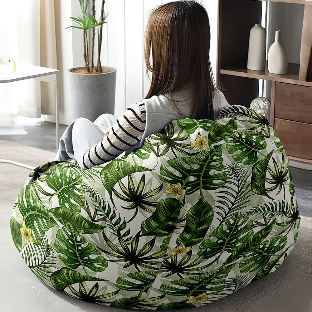 Treer Funda Puff Pera Sin Relleno Para Adulto Y Niños, Impresión De Margarita Cojín Puff Pera Bean Bag Bolsa De Frijol Sofá Perezoso Puff Moldeable