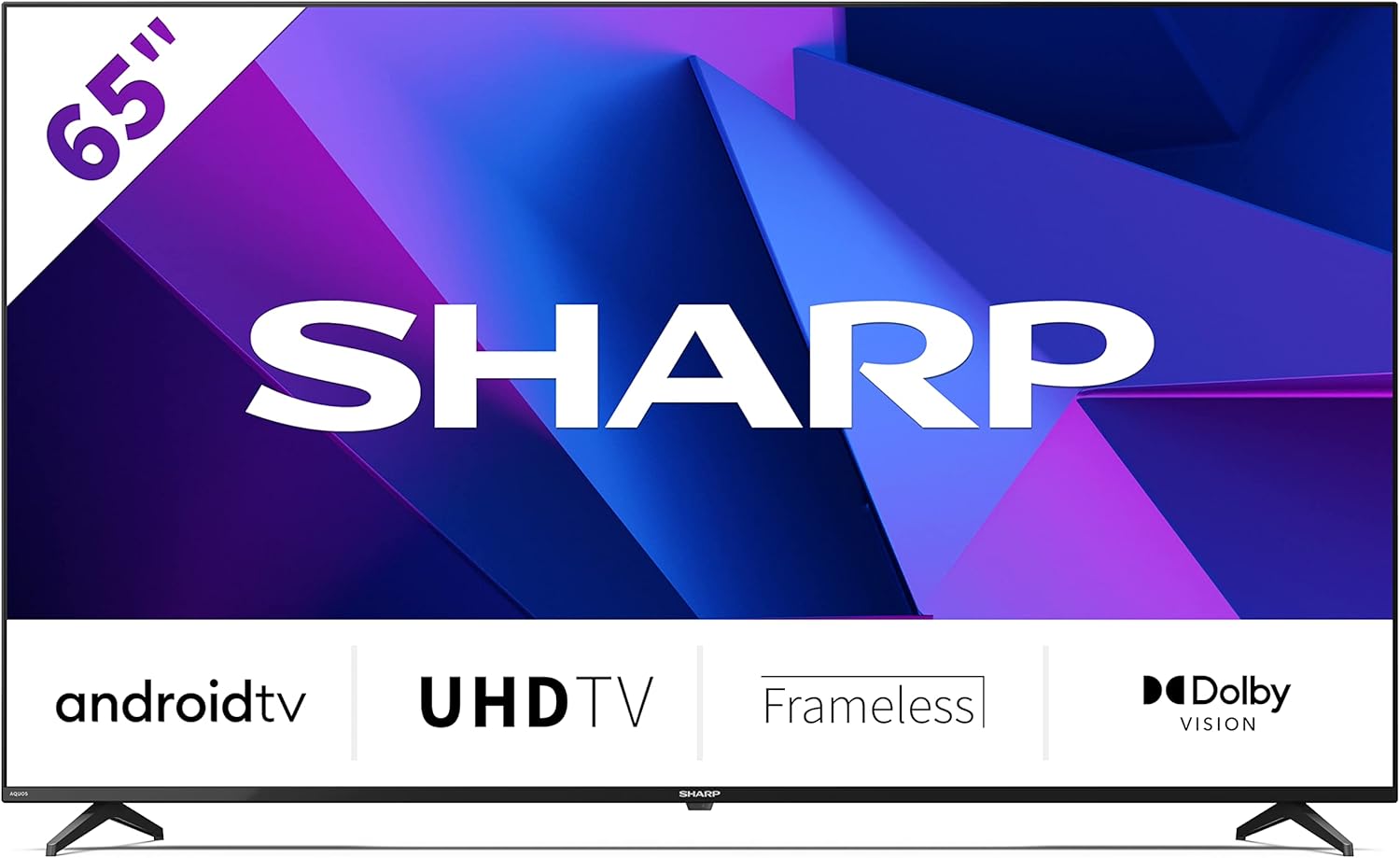 Sharp Aquos 65FN6EA, 65 LED Smart TV 4K UHD Android 11, DVB-T2/S2, 3840 x 2160 Pixels, Wi-Fi, Nero, suono Harman Kardon, 4xHDMI 2.1, 2xUSB, Chromecast integrato, Dolby Vision, Dolby Atmos, DTS X
