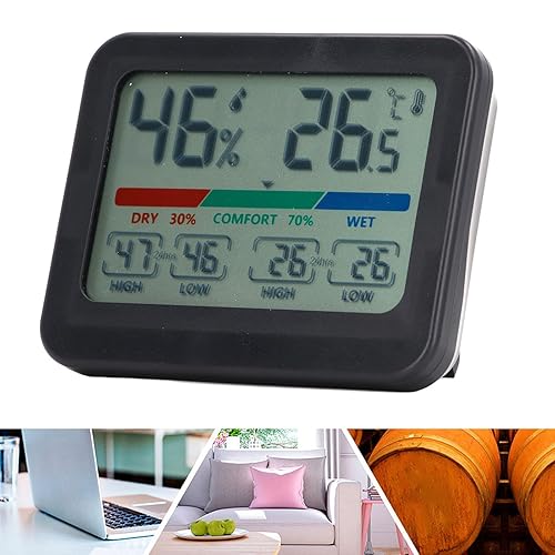 Miniatura 2 de Termómetro higrómetro digital para interiores, termómetro magnético de succión trasera, medidor de humedad con pantalla LCD, sensor de higrómetro
