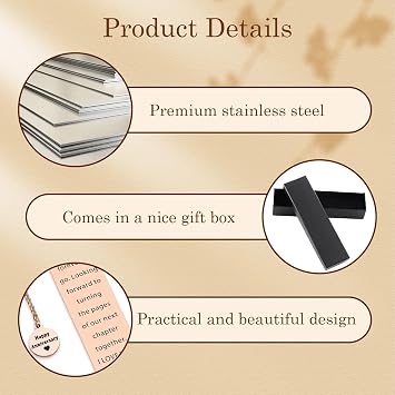 Copper Anniversary Book Mark Gifts for Him Her, 7th Anniversary Wedding Gift for Husband Wife Couple, Romantic Wedding Metal Copper Bookmark for Christmas Gifts, Bronze Gift for Men Women A