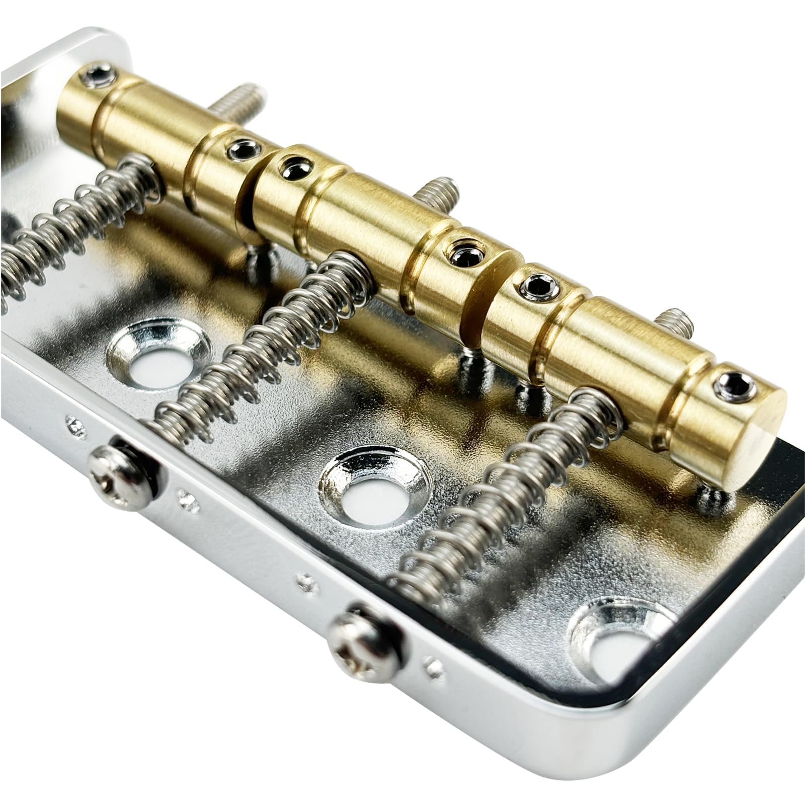 OVSAL Vintage Short Fixed Bridge with Compensated Brass 3-Saddle Steel Base Plate 54mm Guitar Bridge Compatible with Vintage Fender Telecaster Tele Style Electric Guitar Replacement Parts
