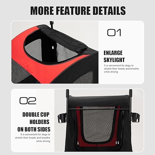 Miniatura 3 de Cochecito de perro para perros grandes, cochecito plegable para perros grandes de hasta 220 libras, cochecito de perro con ruedas todo terreno para