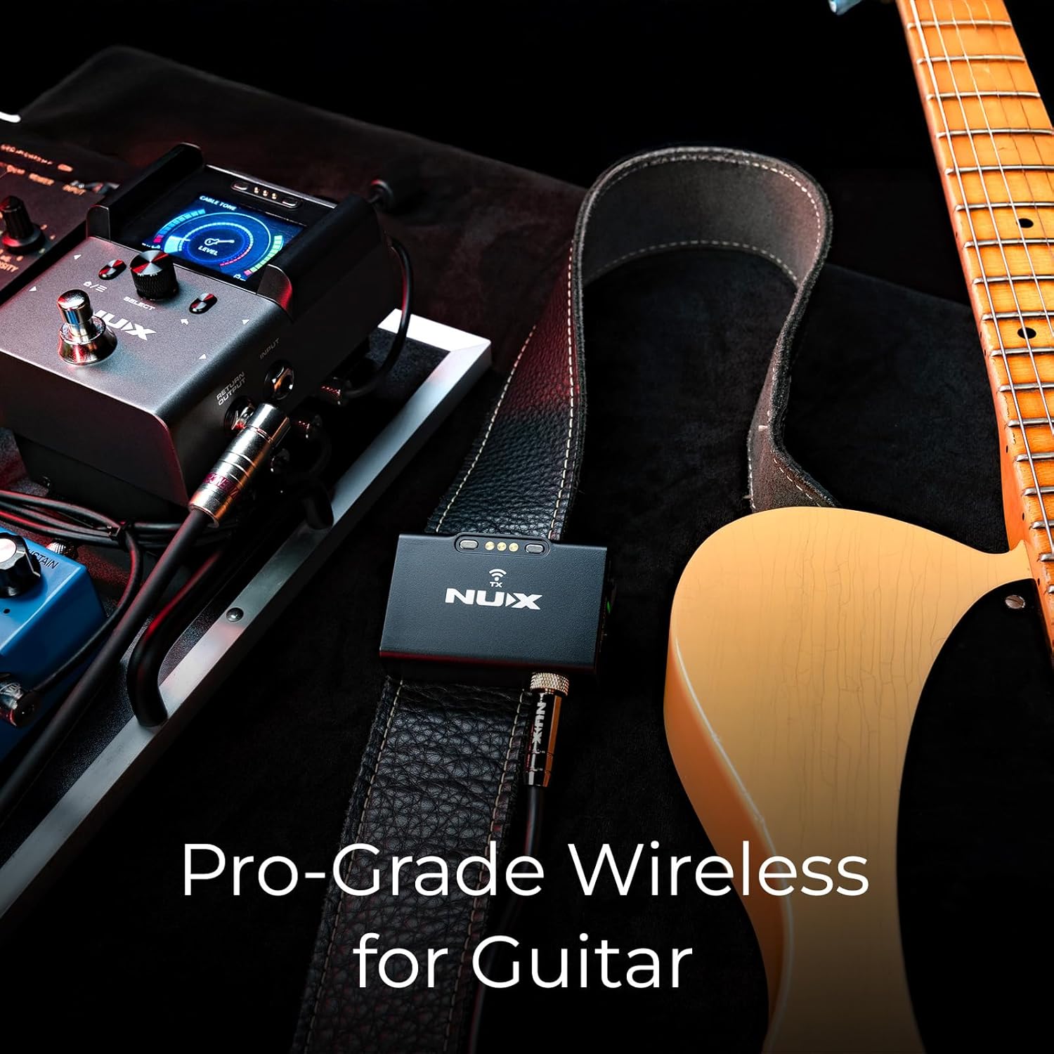 NUX B-8 2.4GHz Wireless System for Guitar, Bass, Various Instruments with Electronic Pickups, Built in Booster/Tuner, 6-Level Stability, Intelligent Frequency Hopping