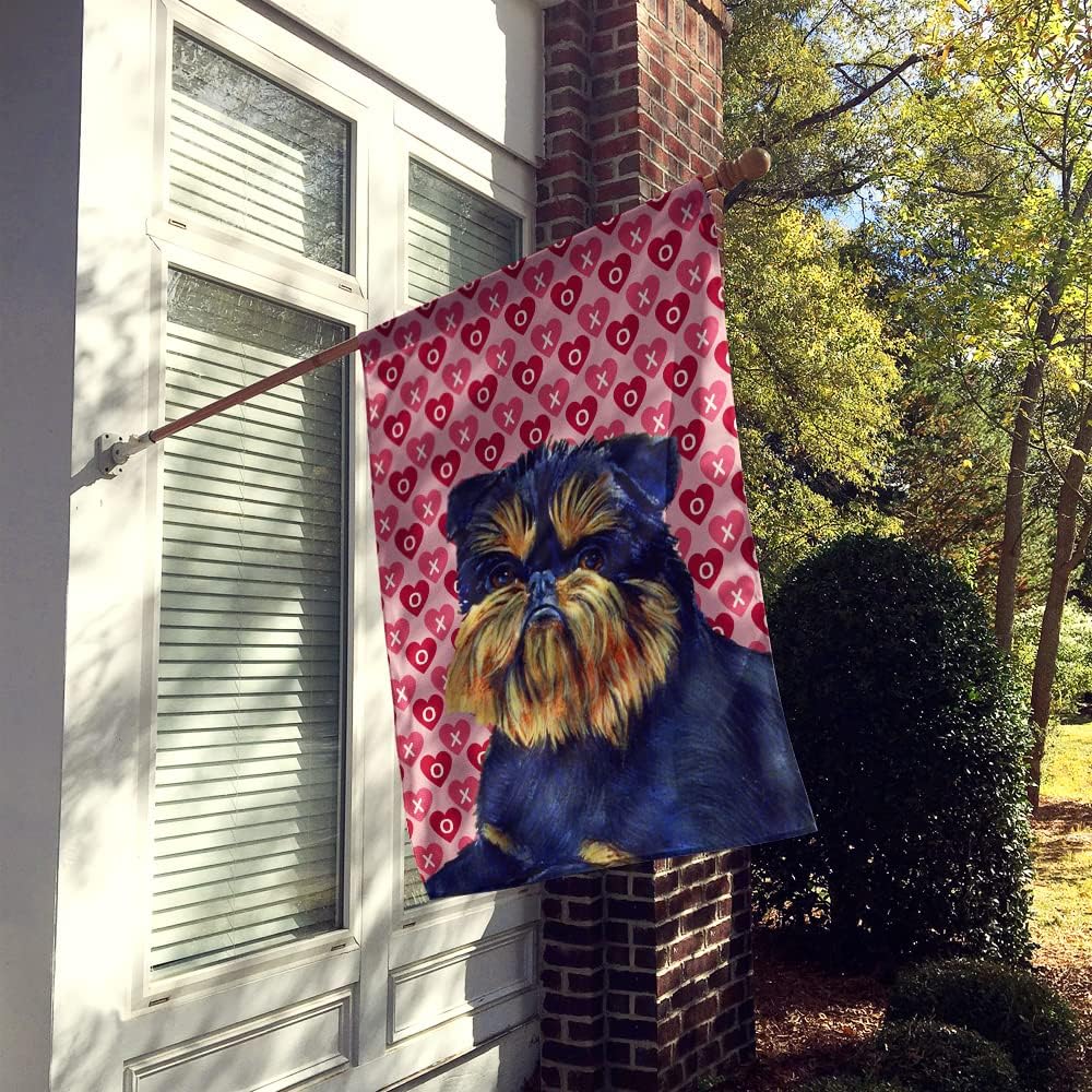 Caroline's Treasures LH9163CHF Brussels Griffon Hearts Love and Valentine's Day Portrait House Flag Large Porch Sleeve Pole Decorative Outside Yard Banner Artwork Wall Hanging, Polyester, House Size,