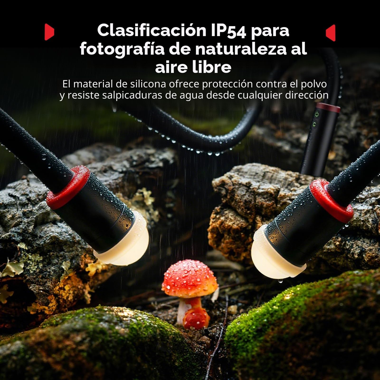 SMALLRIG RM03 Macro Photography LED Light, Bendy Light for Macro Mushroom y Fungi Fotografía, Adjustable Beam Angle Luz for Camera with Cold Shoe Adapter, 5 Colors, Diffuser, IP54 Waterproof - 5480