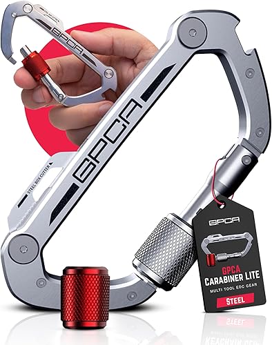 Miniatura 16 de GPCA Clip de mosquetón para llavero, organizador de llaves, llavero, soporte para llaves de automóvil, equipo EDC multiherramienta con abridor de