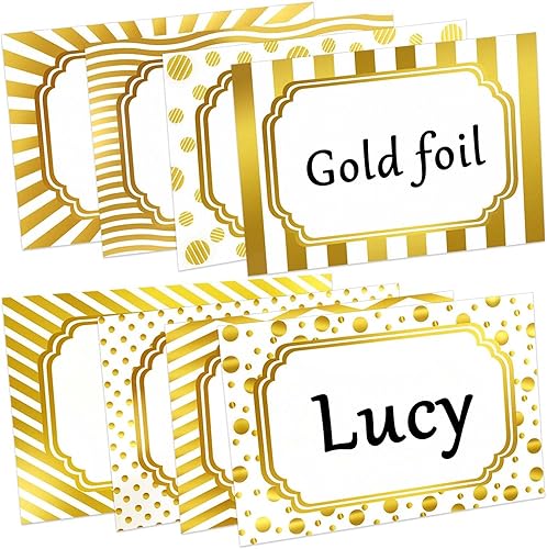 Zacool Etiquetas de nombre de lámina dorada (3 x 2 pulgadas)  160 calcomanías con borde dorado  Etiquetas adhesivas para regalo de fiestas