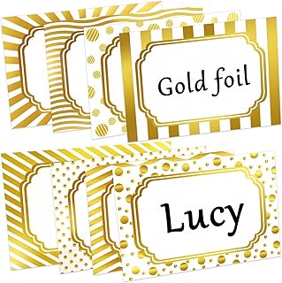 Zacool Gold Foil Name Tags (3"x 2") - 160 Pcs Tag Stickers With Gold Border - Sticky Labels for Gift Themed Party, Family, Home, School, Office