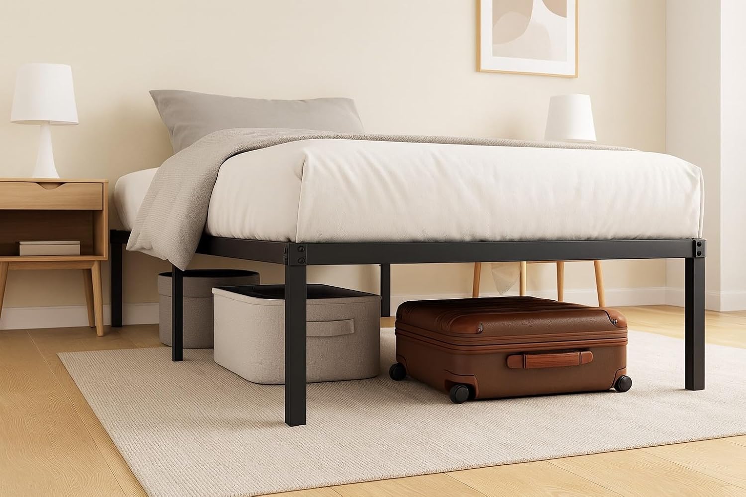 ENCASED 14" Twin High Platform Bed Frame, Modern Black Metal, No Box Spring, Easy Assembly