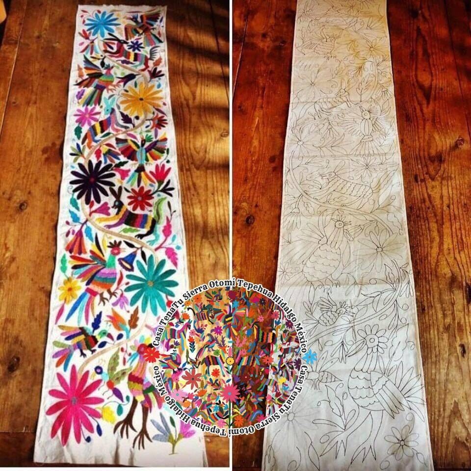 Otomi embroidery kit table runner 76 x18 in.
