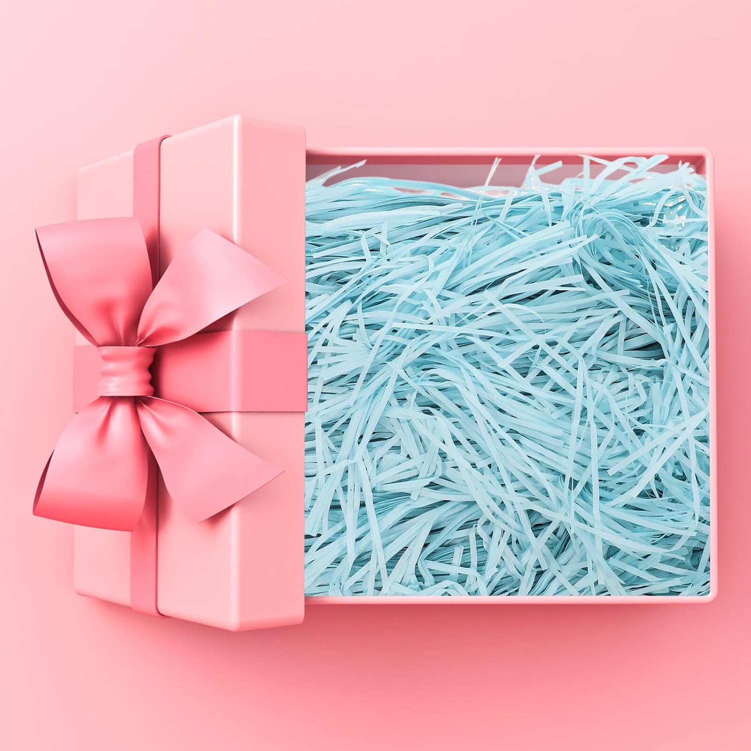 balacoo Raffia Paper Shreds Basket Filler 500g Sky Blue Packing Box Supply Crinkle Cut Filler for Boxes Wrapping and Present Filling