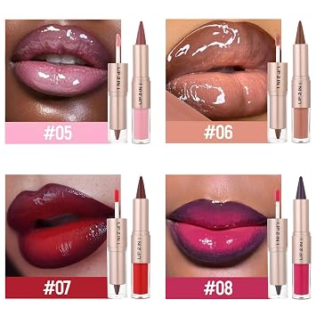 KYDA 2 Pcs Dual-Ended Brown Lip Liner Combo, 01+06