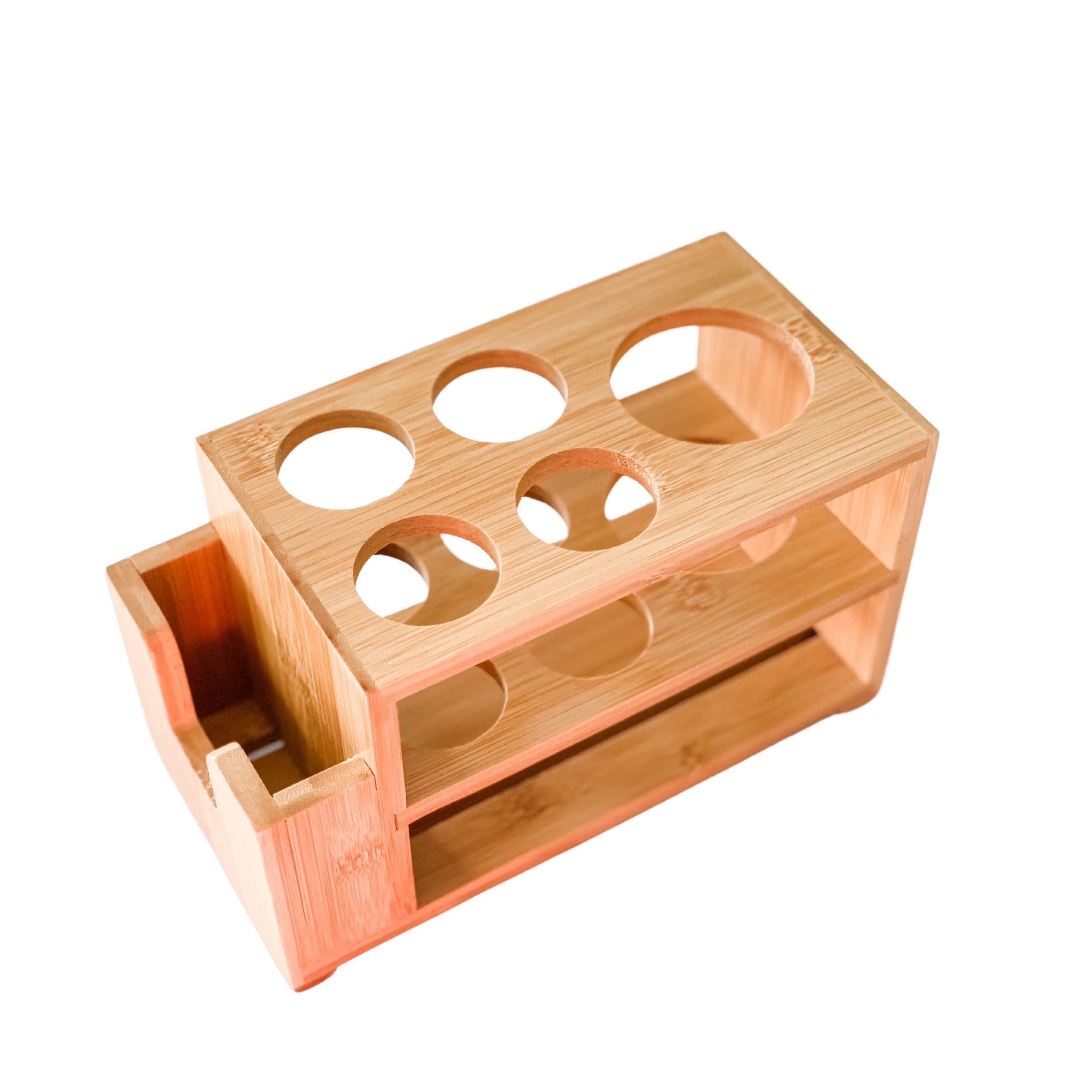 Kozy Bath Toothbrush and Toothpaste Holder Stand for Bathroom Vanity Storage, Bamboo, 5 Slots, Large (Bamboo- 8