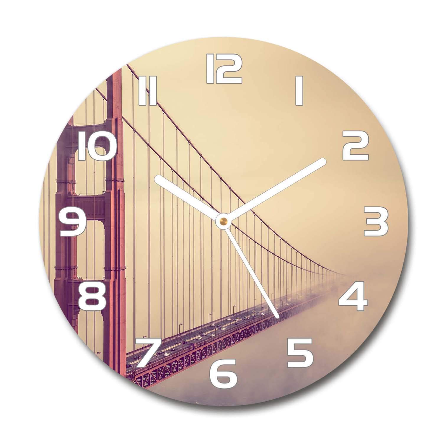 Horloge en verre rond 30cm Tulup silencieuse salon design moderne