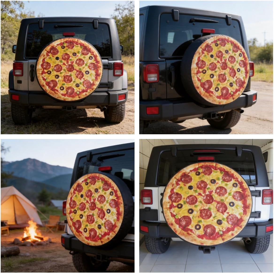 Waterproof Spare Tire Cover for Jeep Wrangler, SUV, Truck, Camper, RV – Heavy Duty Faux Leather, Fits Tire Outer Diameter 29.9"-31.1" (76-79 cm) – Fits 16" Wheels