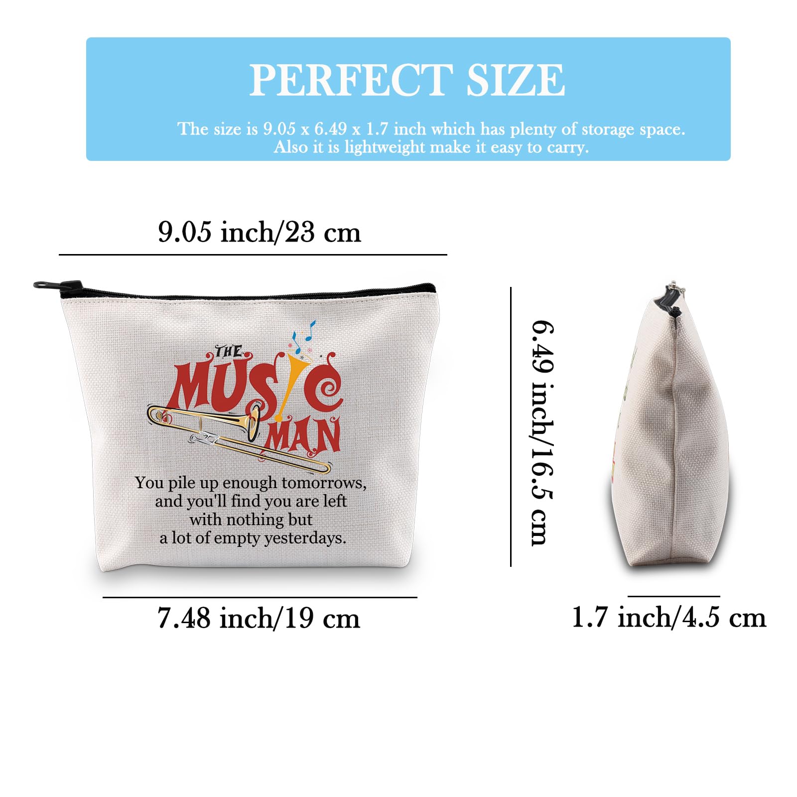 Music Man Broadway Geschenktasche mit Reißverschluss, Broadway-Merchandise-Make-up-Tasche, Geschenk für Musikliebhaber, Geschenk, Musik-Mann-Tasche, Kosmetiktasche aus Segeltuch mit Reißverschluss
