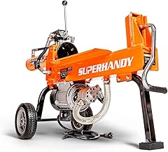 SuperHandy Log Splitter Portable Electric 14 Ton Rapid Auto Return Hydraulic Ram System Bucher Gear Pump 2.5eHP 15Amp Motor Horizontal Full Beam Steel Wedge Firewood Splitting Forestry Harvesting